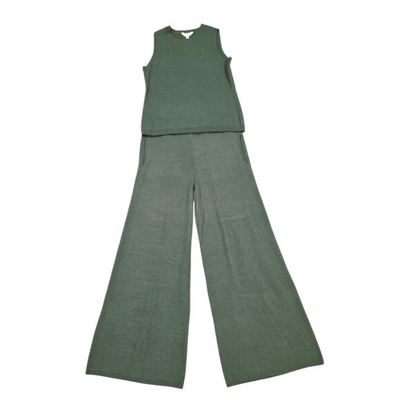 NWT Time and Tru Women's Sweater Tank Top and Wide Leg Pants Set Army Green - Picture 2 of 7
